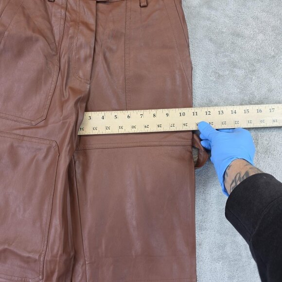 Forever 21 Pants Womens Size XS Brown Faux Leather High Rise Wide Leg Cargo - Picture 6 of 12